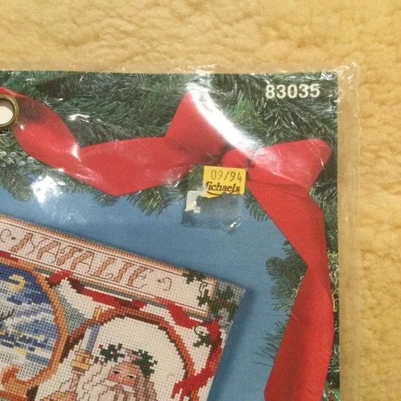 Vintage Bucilla Santa Collage Christmas stocking cross stitch kit - Picture 5 of 6